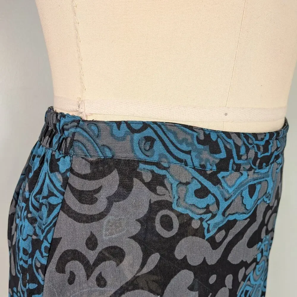 Floral Maxi Skirt M Black Multi Reversible Y2K Whimsigoth Pull On Witchy Dark